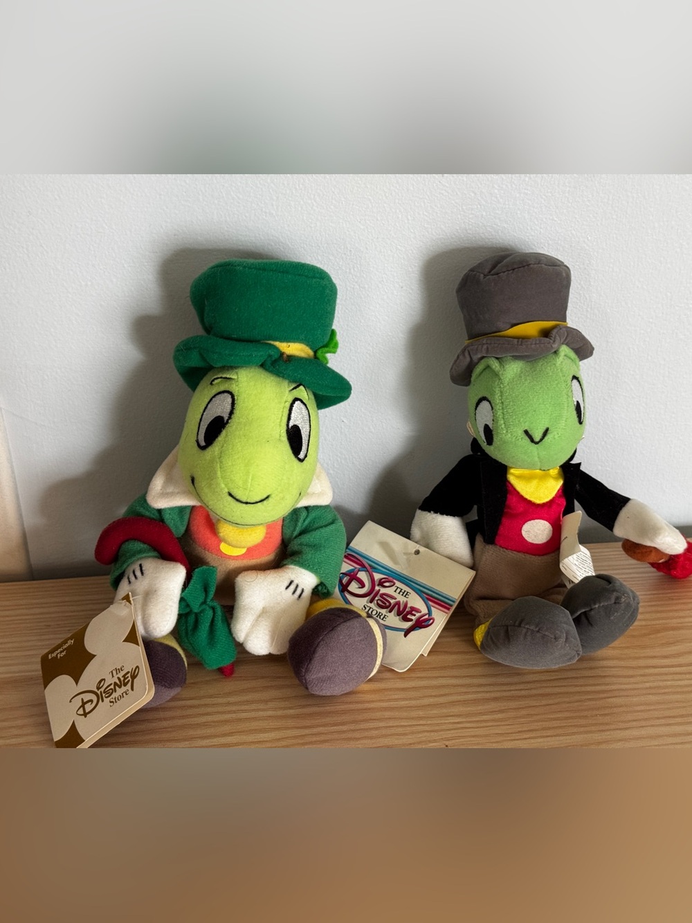 Jiminy Cricket Lot 2 Plush Vintage 8” Bean Bag New W Tag Disney Store Pinocchio